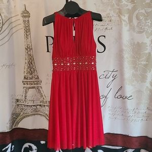 NWOT Red beaded dress size 8